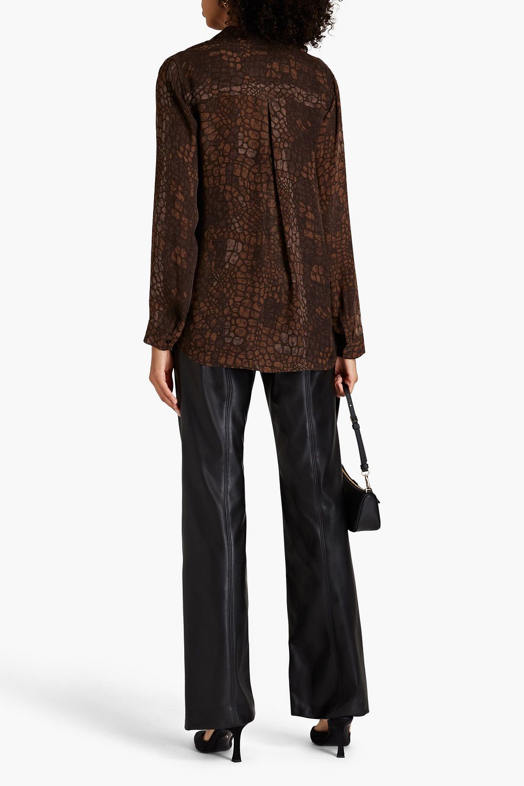 L'AGENCE Printed silk crepe de chine shirt