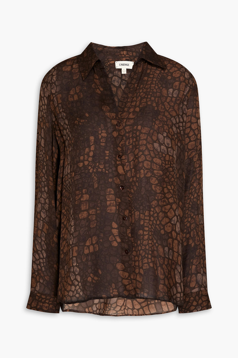 L'Agence Printed silk crepe de chine shirt