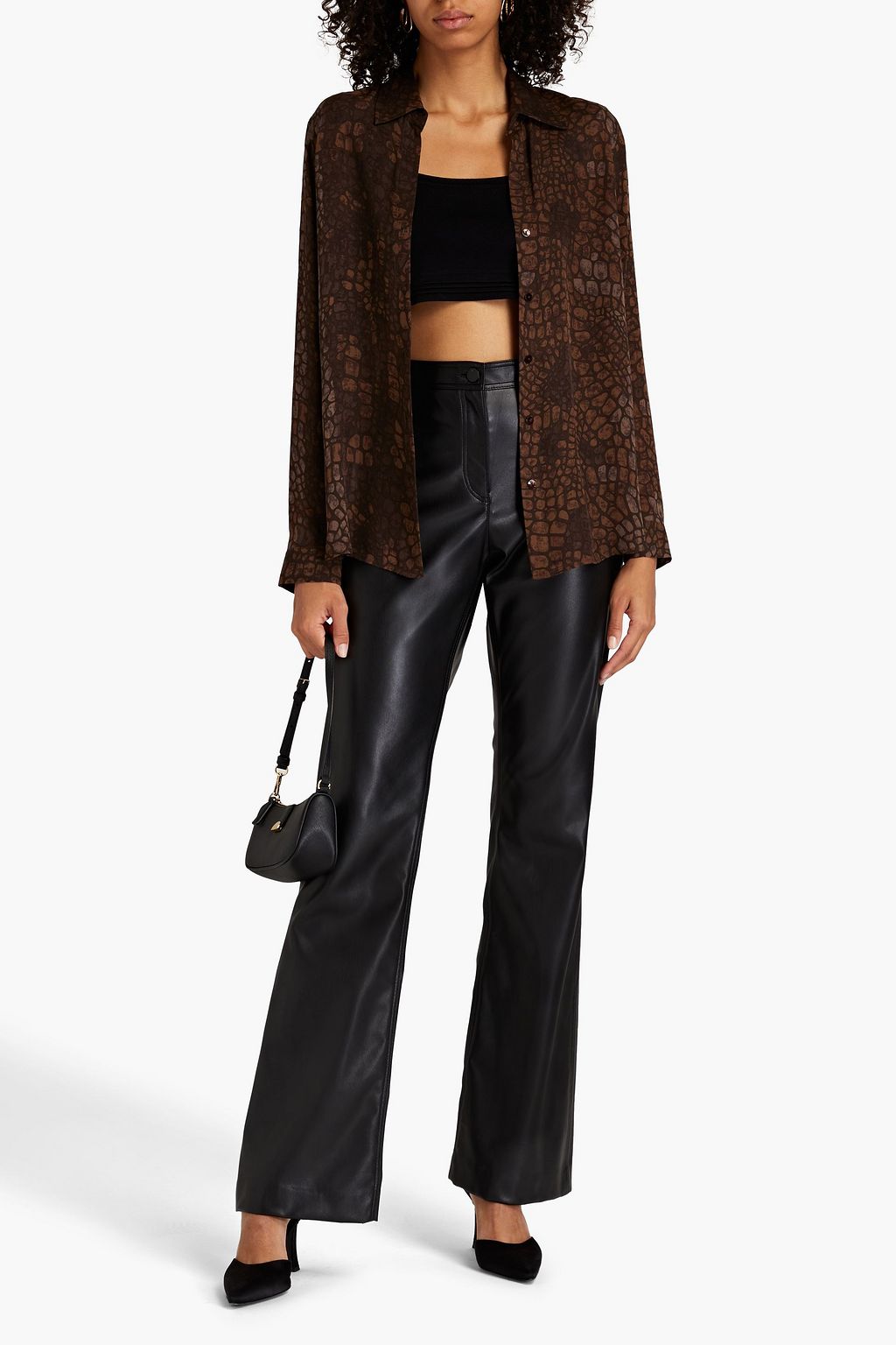 L'AGENCE Printed silk crepe de chine shirt