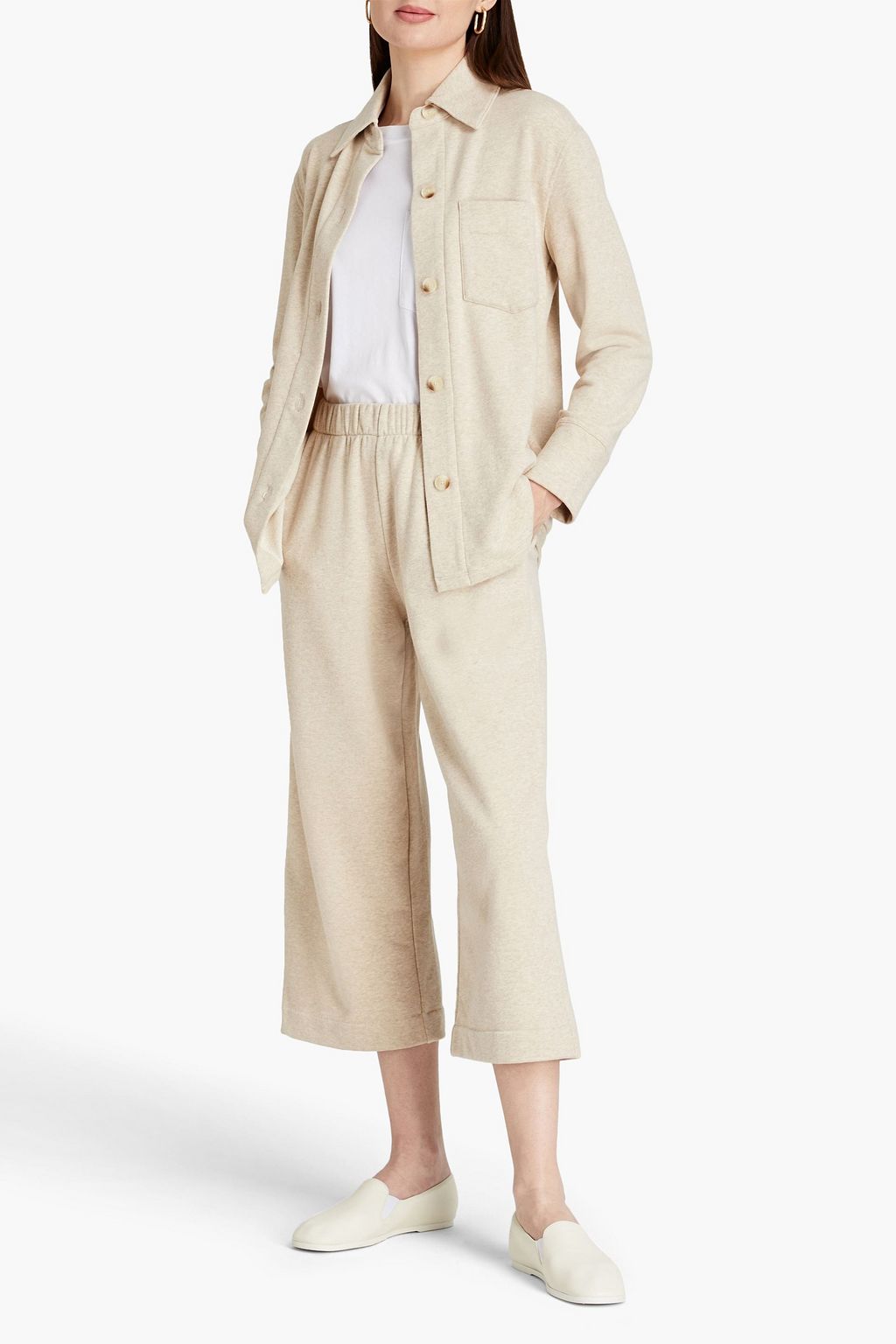 VINCE. Cropped Track Pants aus Frottee aus einer Baumwollmischung