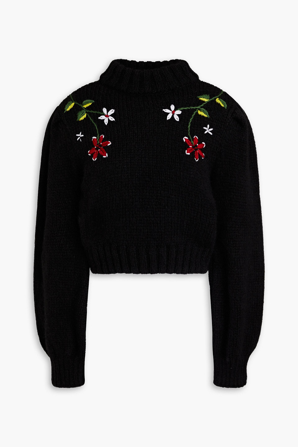 Hayley Menzies Gloria Cropped Wool-blend Turtleneck Jumper In Black