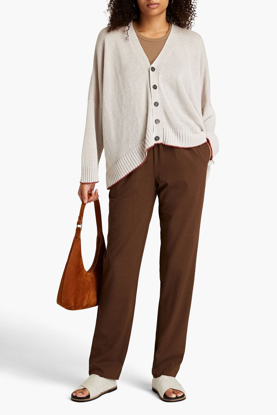 Shop Eskandar Stretch-wool Tapered Pants In Brown