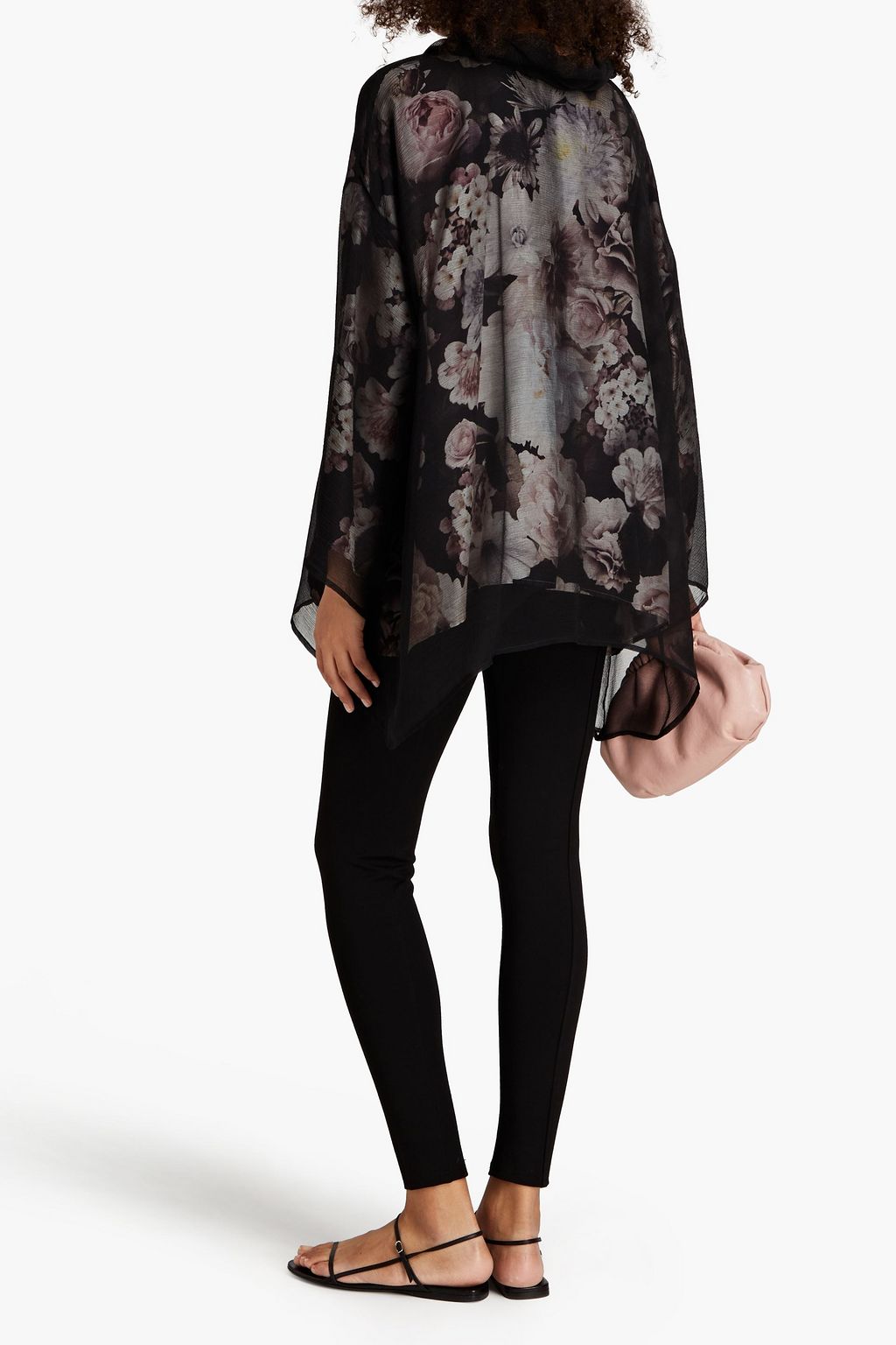ESKANDAR Layered silk-crepon and printed satin-twill hooded top