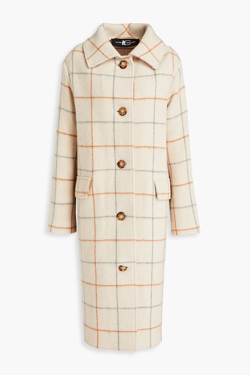 Luisa Cerano Brushed Checked Wool-blend Felt Coat In Cream