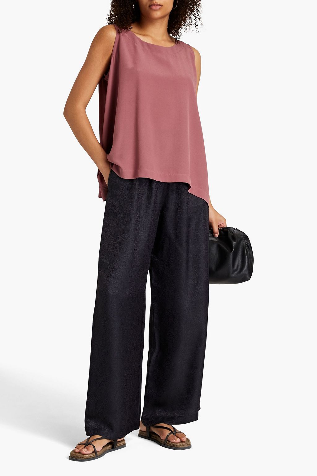 ESKANDAR Satin-jacquard wide-leg pants