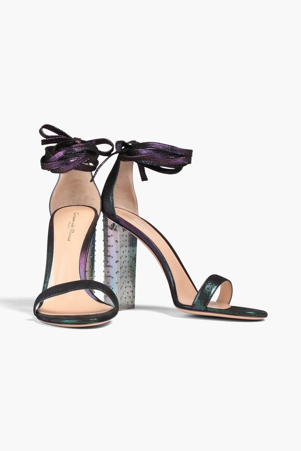 GIANVITO ROSSI Sandalen aus changierendem Leder mit Verzierung
