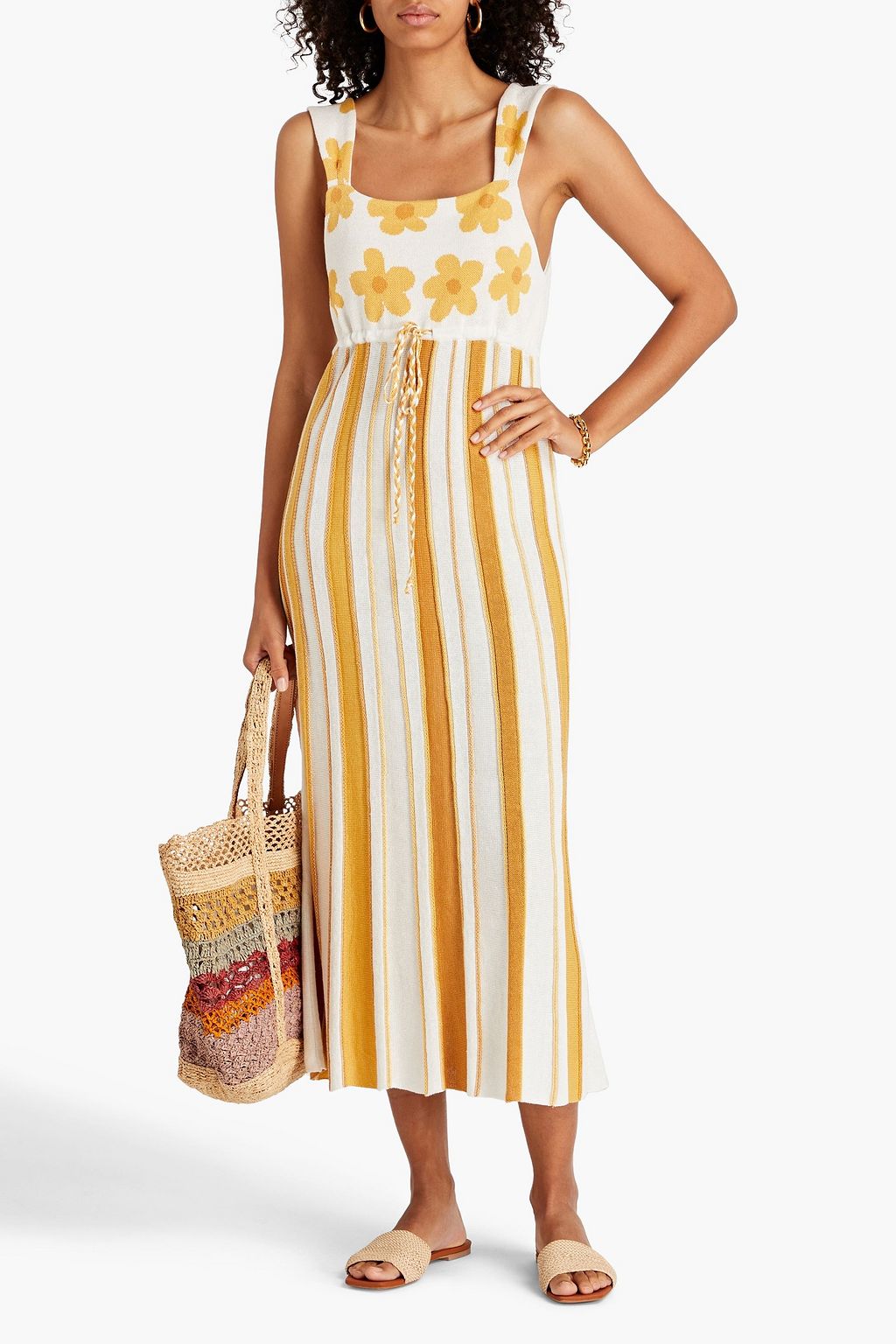 HAYLEY MENZIES Sunray jacquard-knit linen-blend midi dress