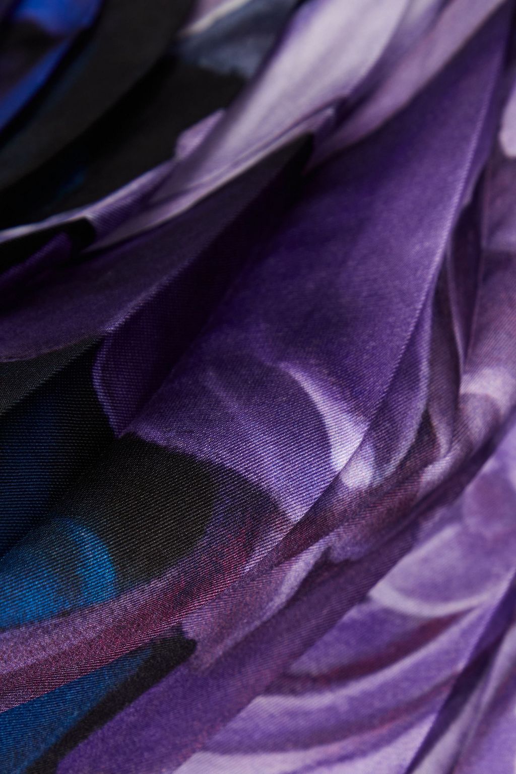 ROBERTO CAVALLI Crepe-paneled pleated printed silk-twill skirt
