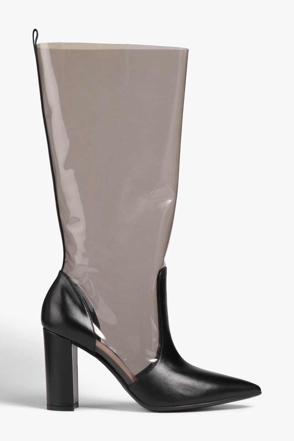 Gianvito Rossi Pvc-paneled Leather Knee Boots In Black
