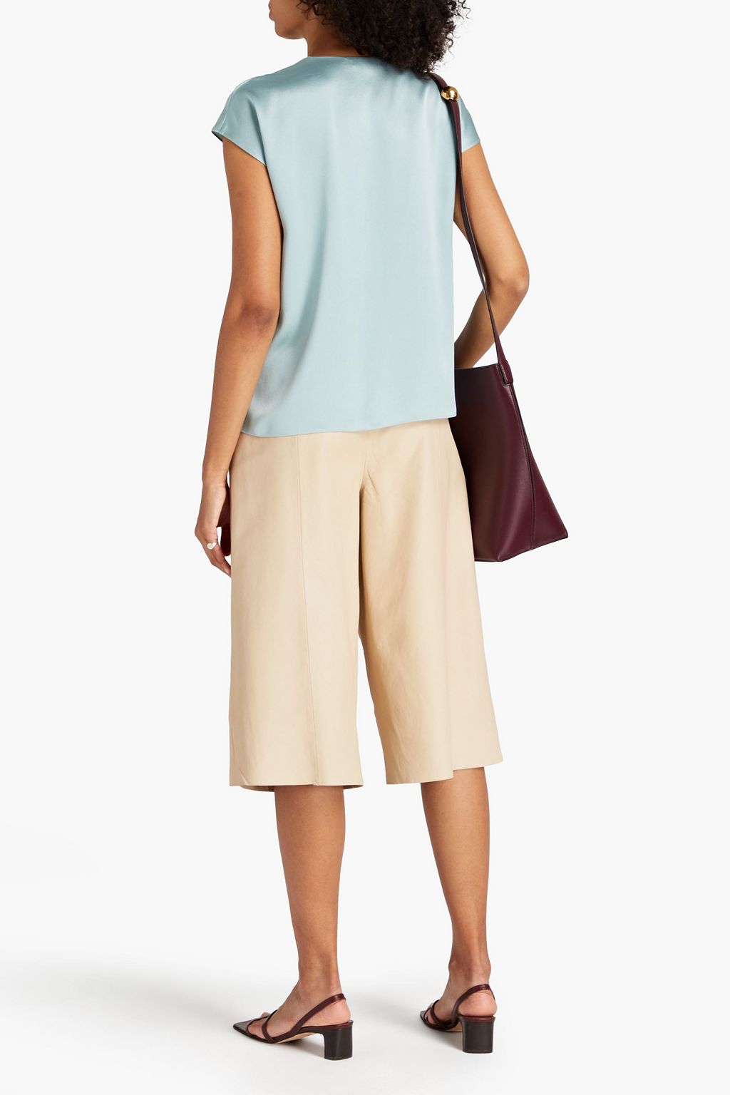 VINCE. Gathered silk-satin top