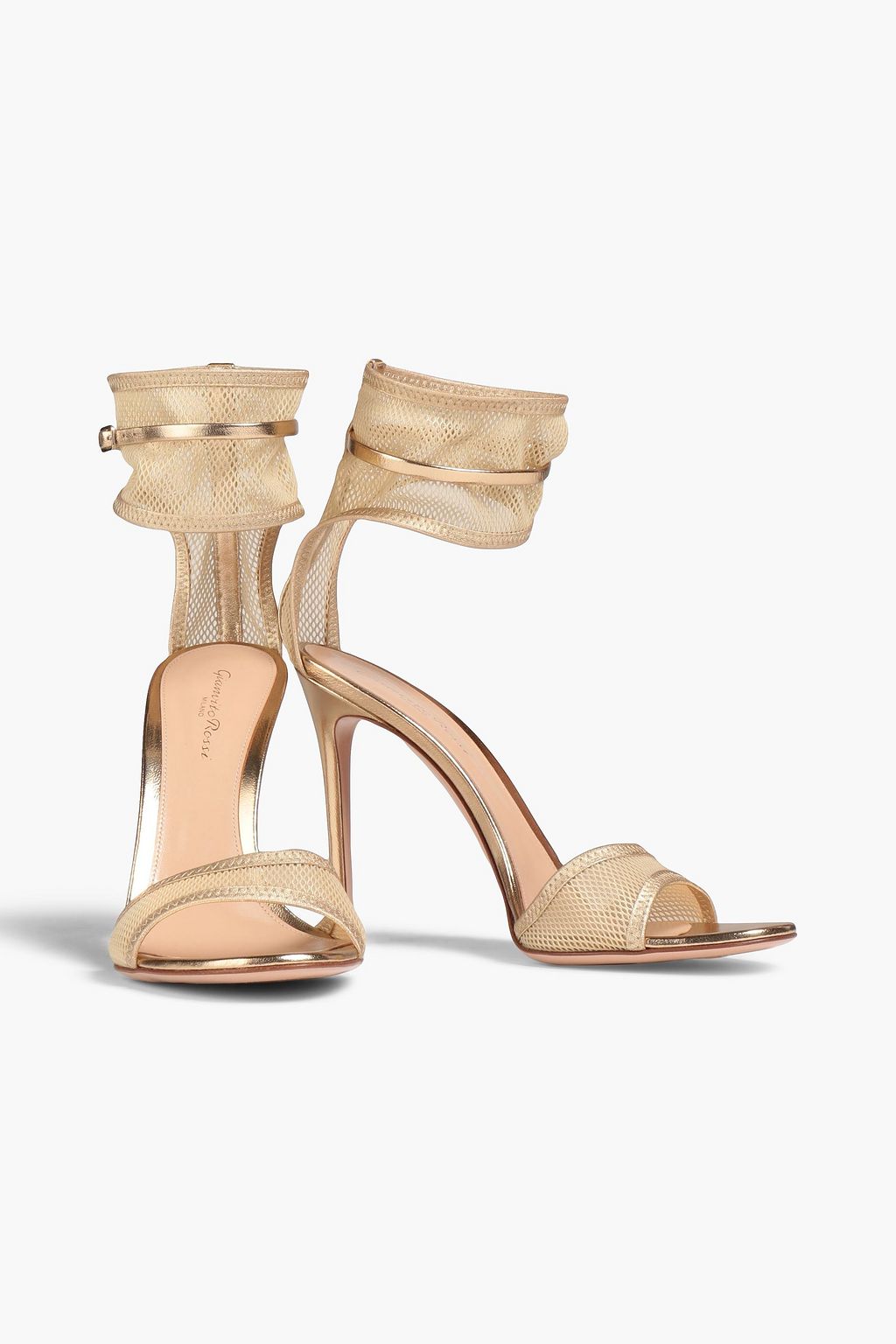 GIANVITO ROSSI Metallic stretch-mesh sandals
