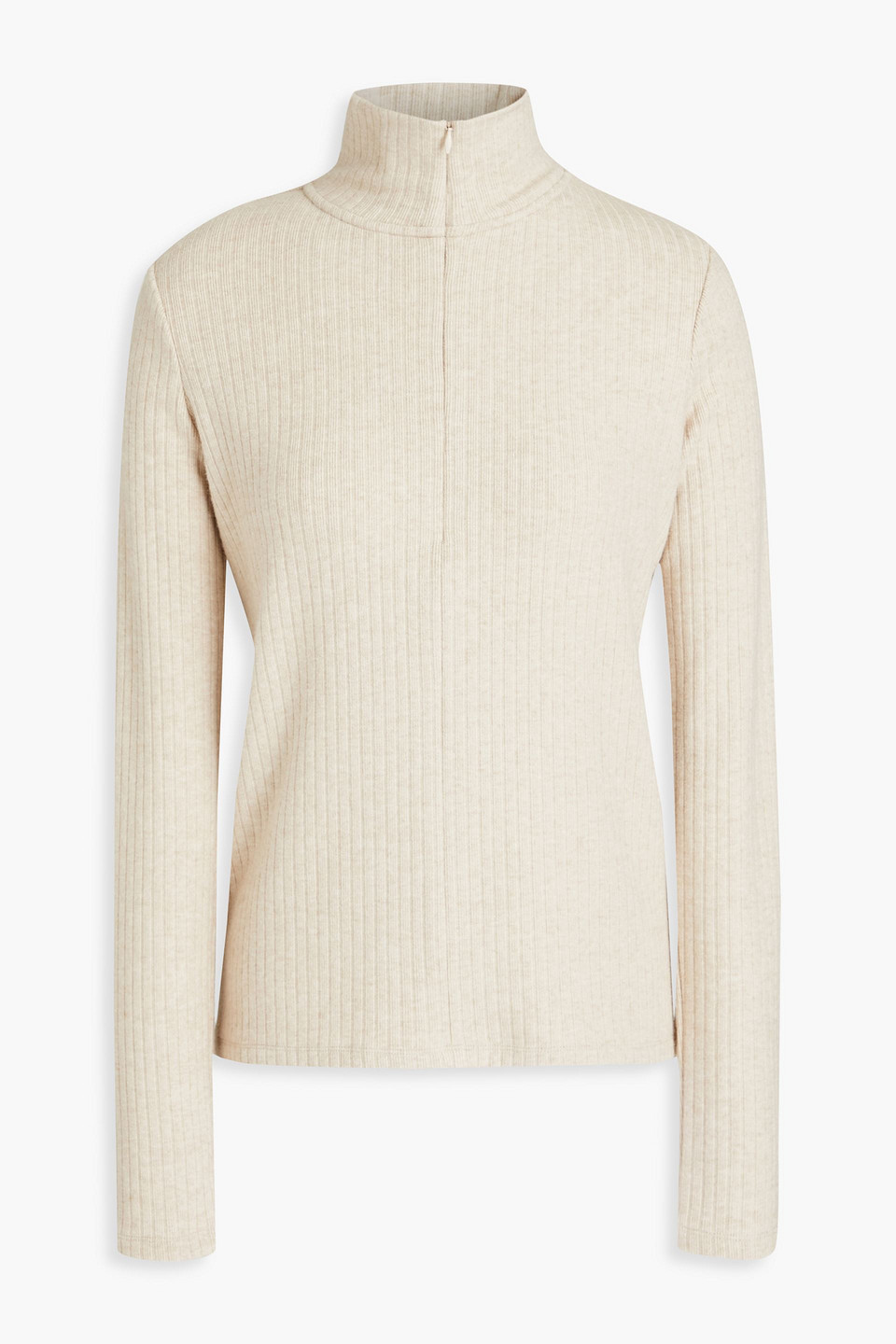 Vince Ribbed-knit Half-zip Jumper In Ecru