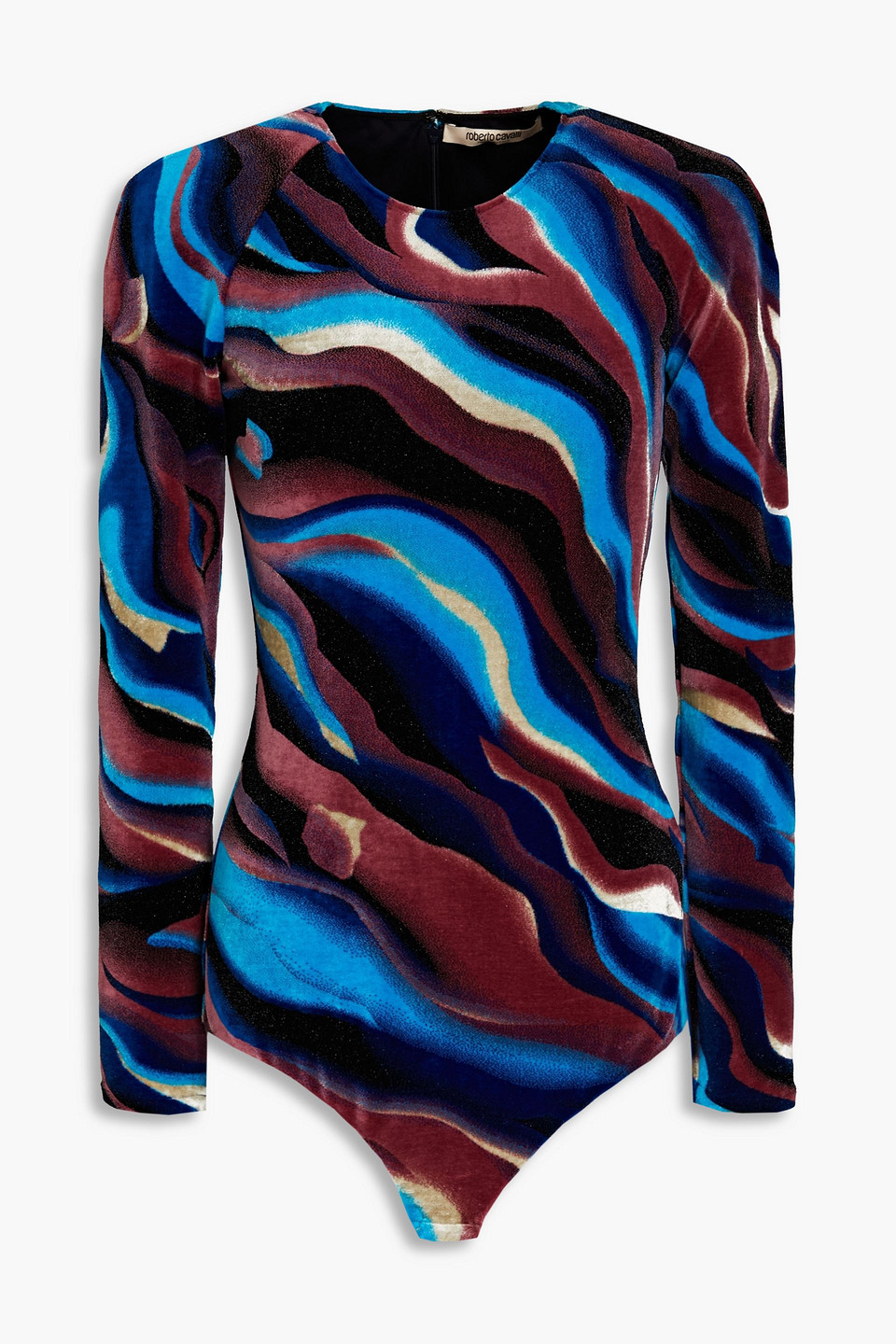 Roberto Cavalli - Printed chenille bodysuit - Blue - IT 46