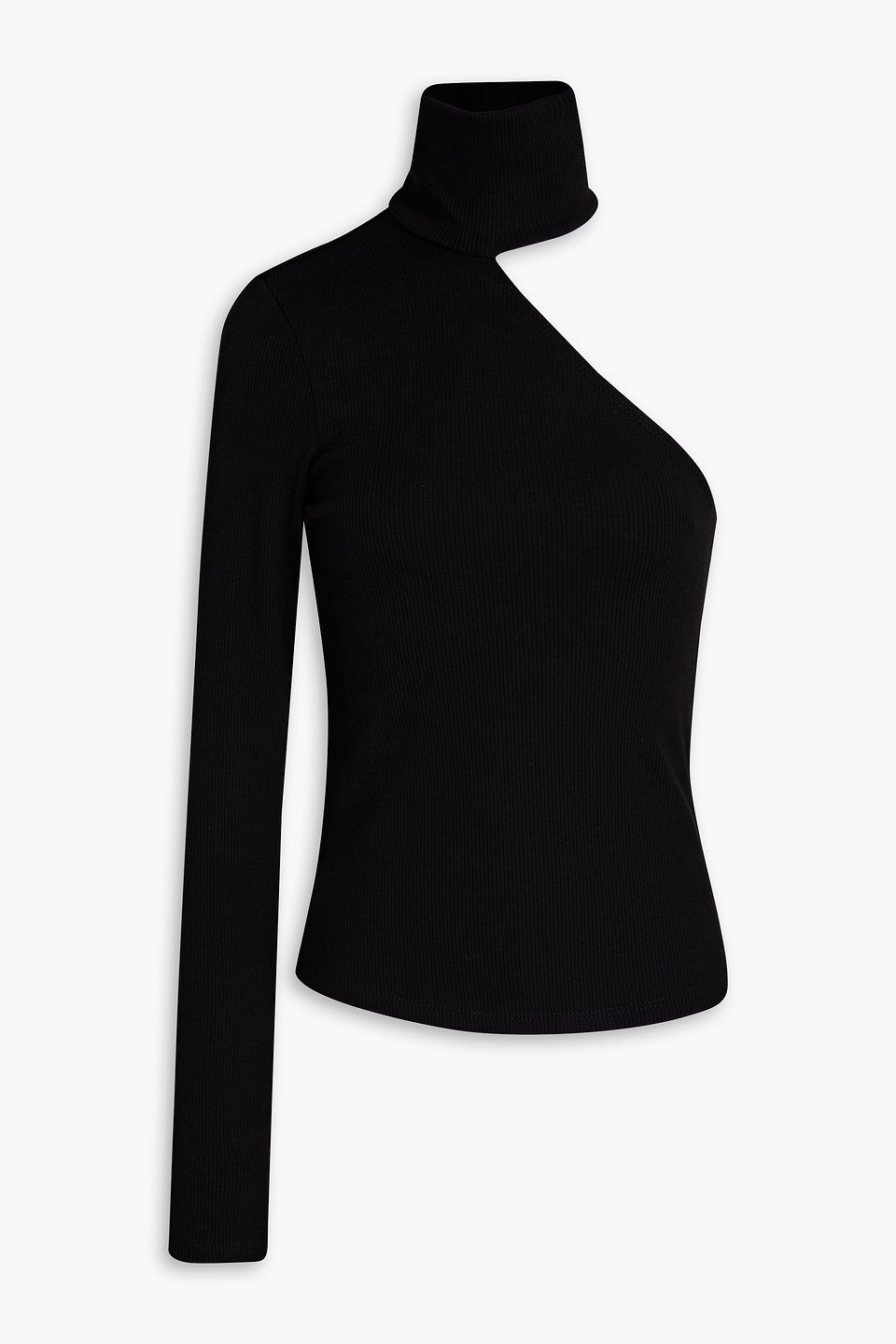 The Range One-shoulder Ribbed Lyocell-blend Jersey Top In Jet Black