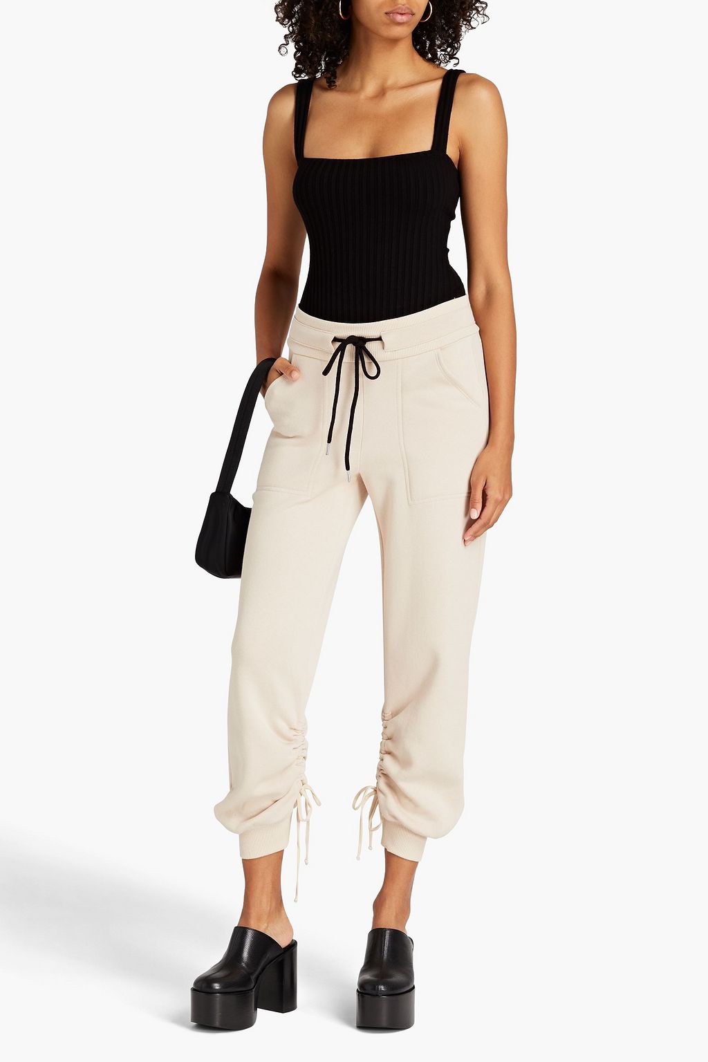 THE RANGE Geraffte Track Pants aus Fleece aus einer Baumwollmischung
