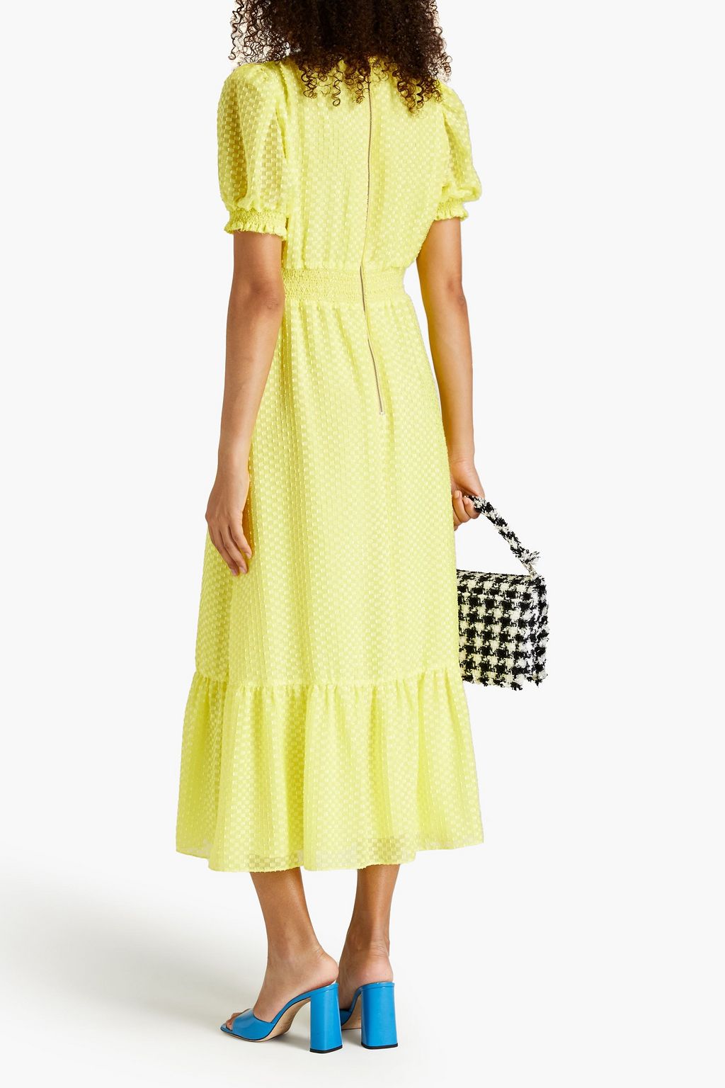 ALICE + OLIVIA フィルクーペシフォン ミディワンピース シャーリング入り