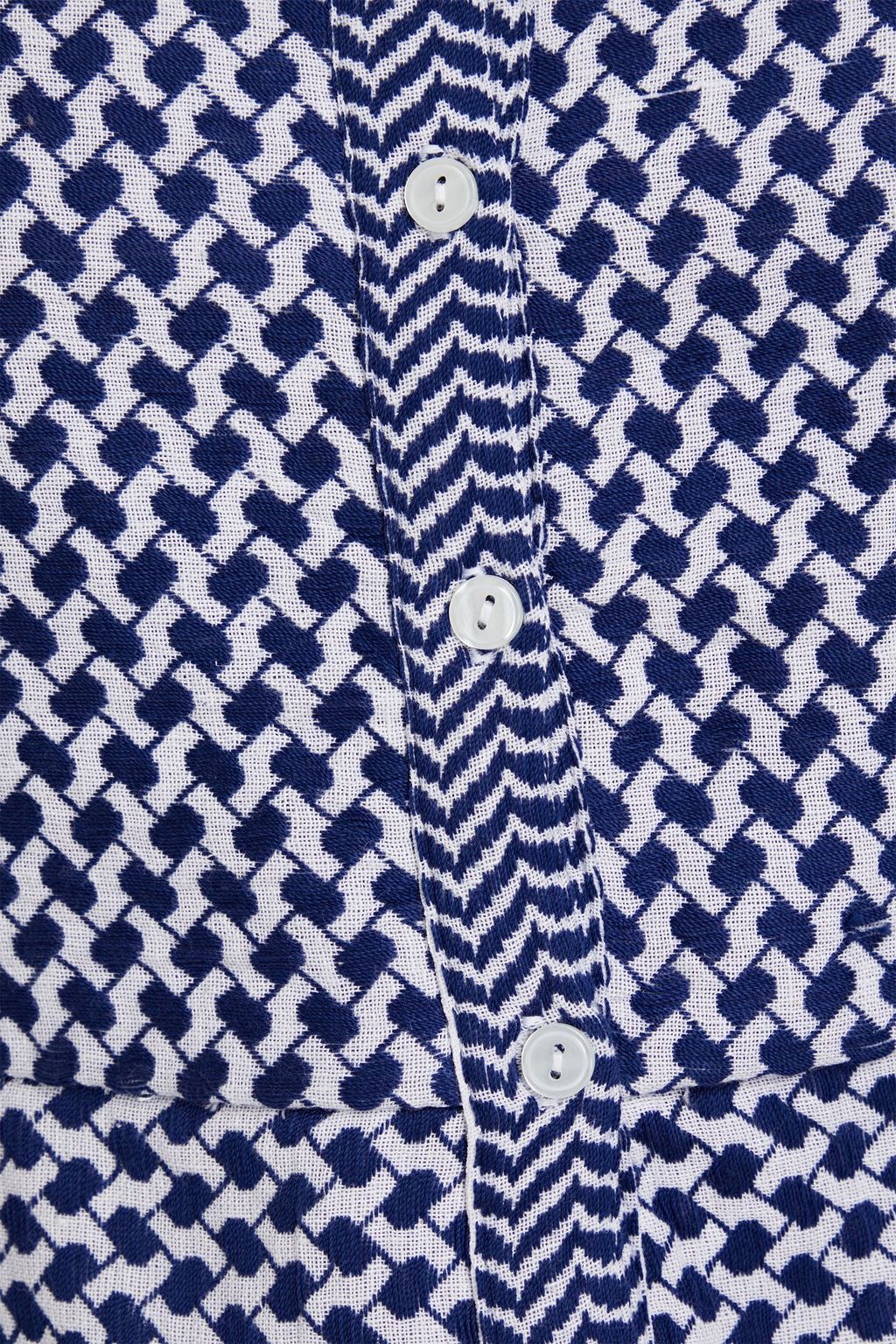 SUMMERY COPENHAGEN Bibbie shirred cotton-jacquard top