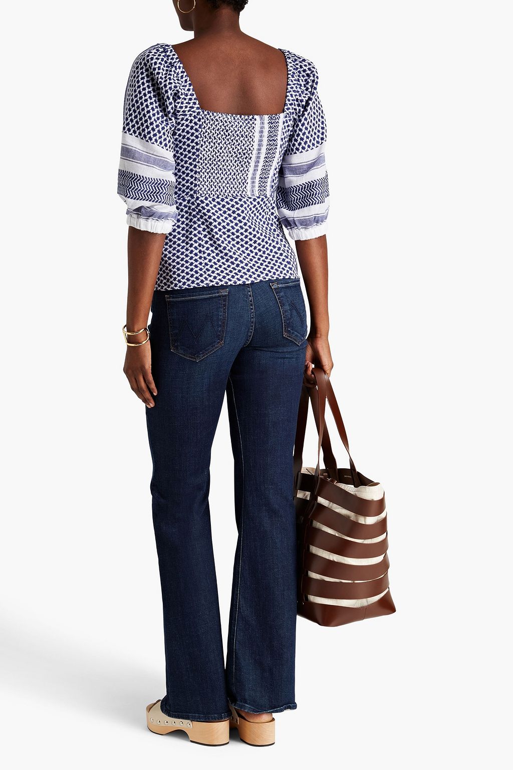 SUMMERY COPENHAGEN Bibbie shirred cotton-jacquard top