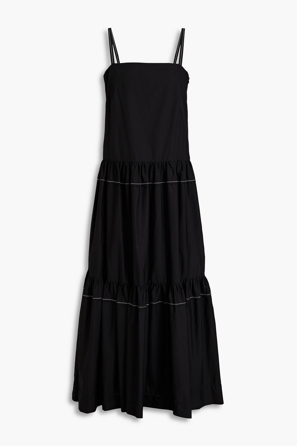 Rosetta Getty - Gathered cotton-poplin midi dress - Black