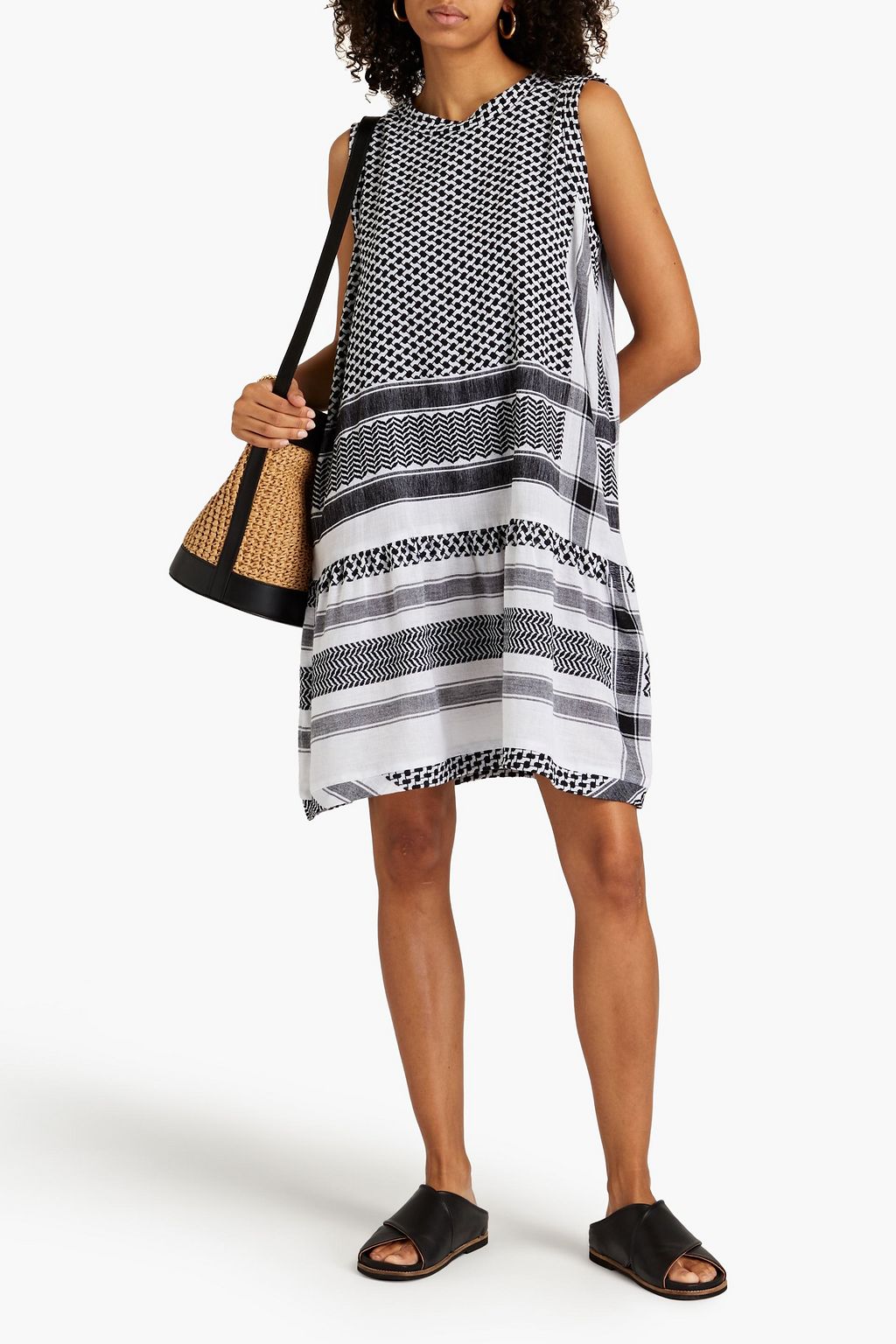 SUMMERY COPENHAGEN Gathered cottonjacquard mini dress THE