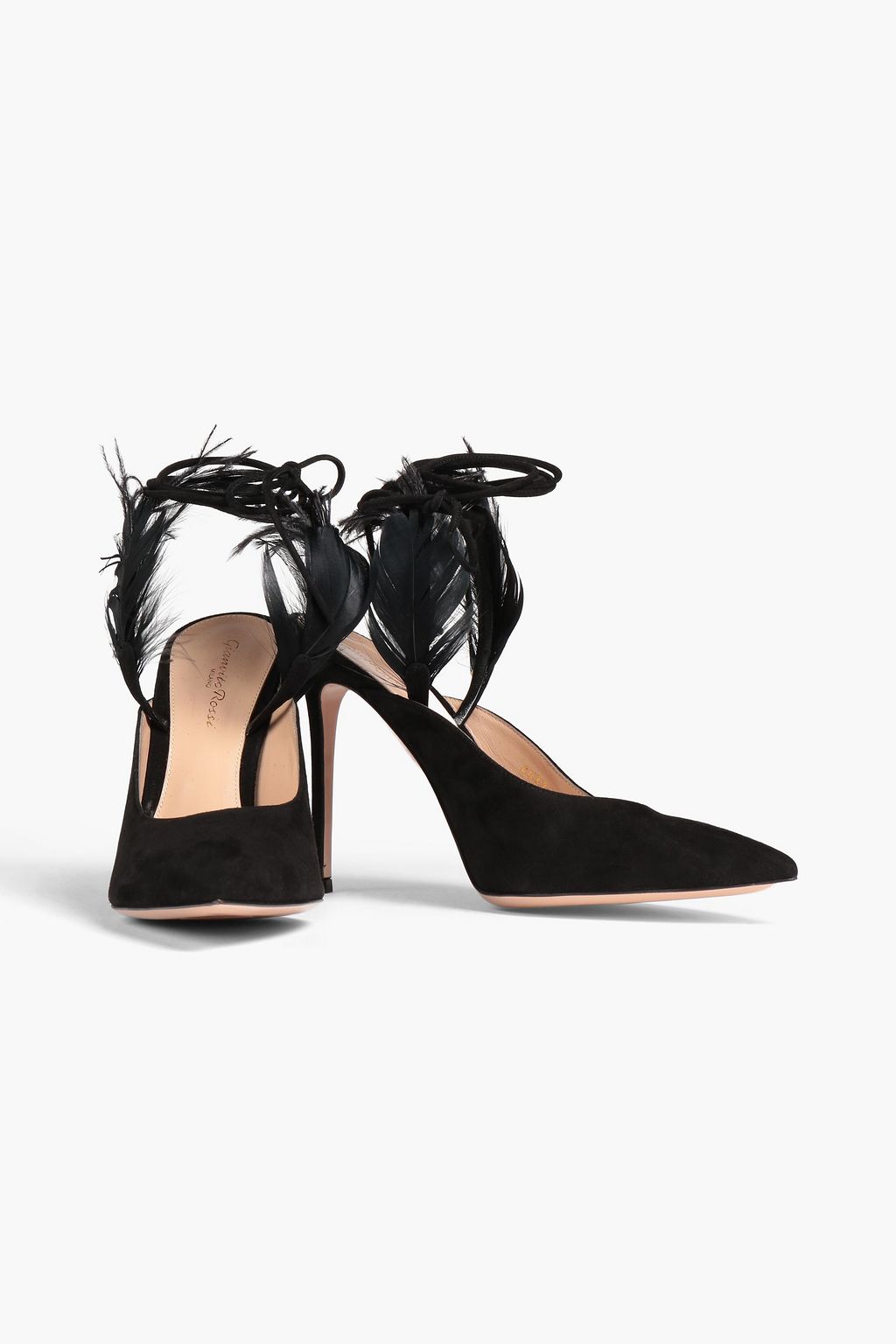 GIANVITO ROSSI Feather-embellished suede pumps
