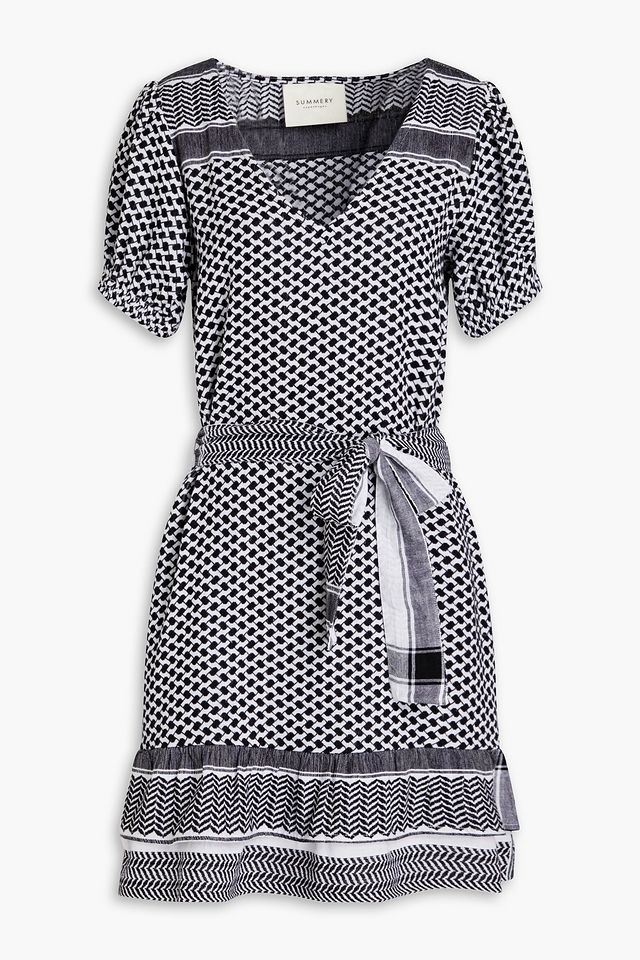 Tiered cotton-jacquard mini dress