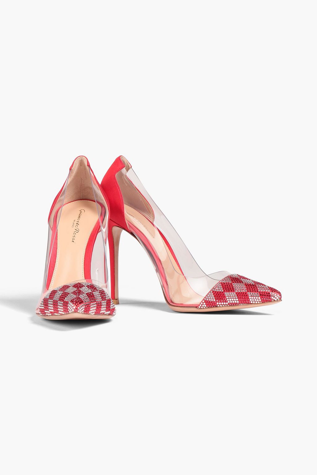 GIANVITO ROSSI Plexi crystalembellished PVC and satin pumps THE
