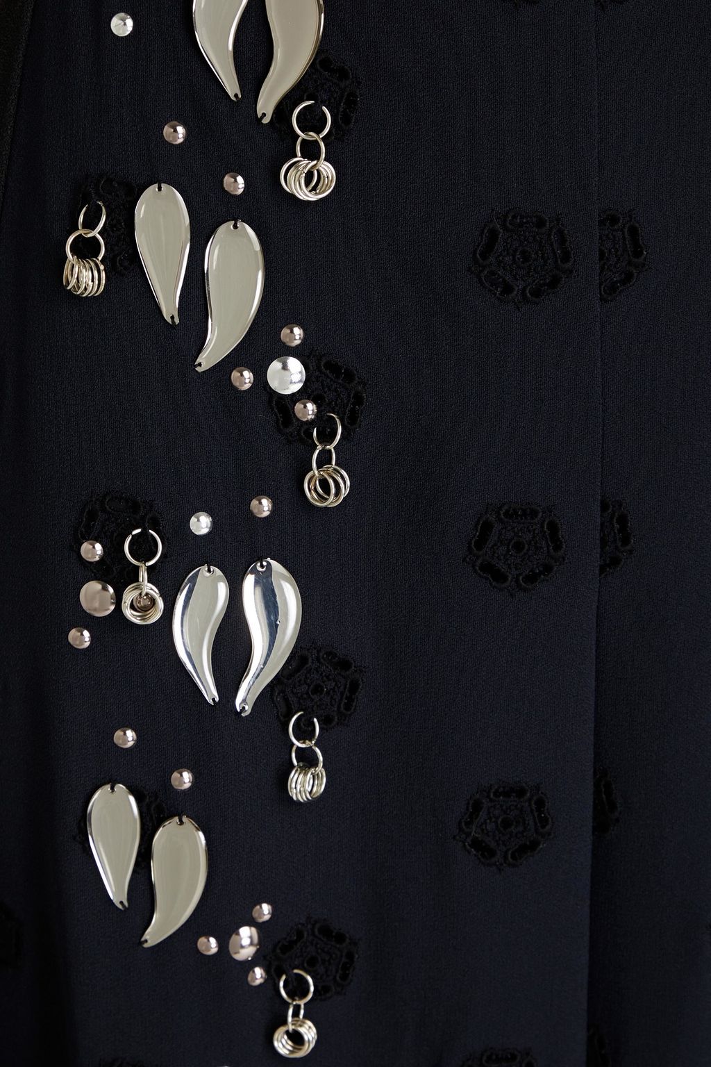 CHLOÉ Embellished broderie anglaise-trimmed crepe midi skirt