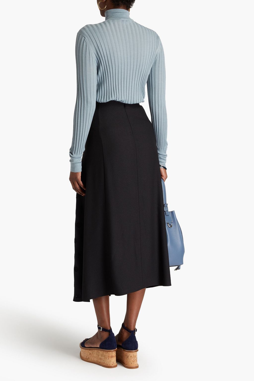 CHLOÉ Embellished broderie anglaise-trimmed crepe midi skirt