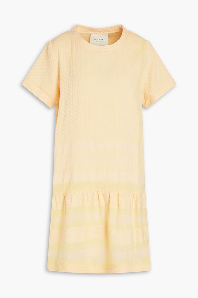 Gathered cotton-jacquard mini dress