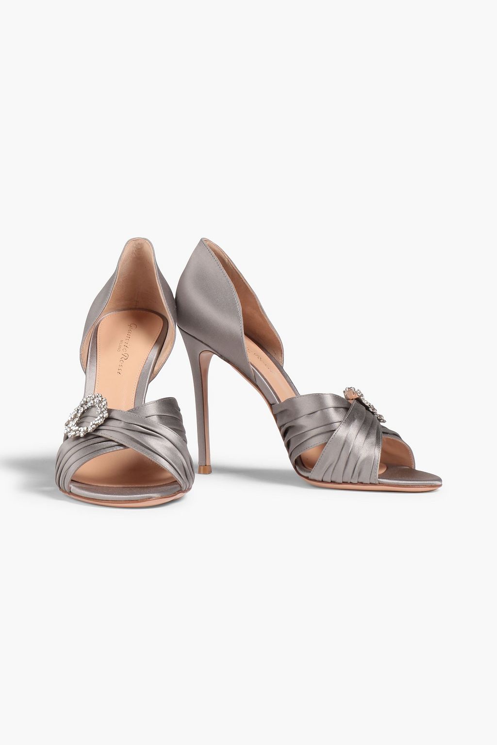 GIANVITO ROSSI Cinema embellished pintucked satin pumps