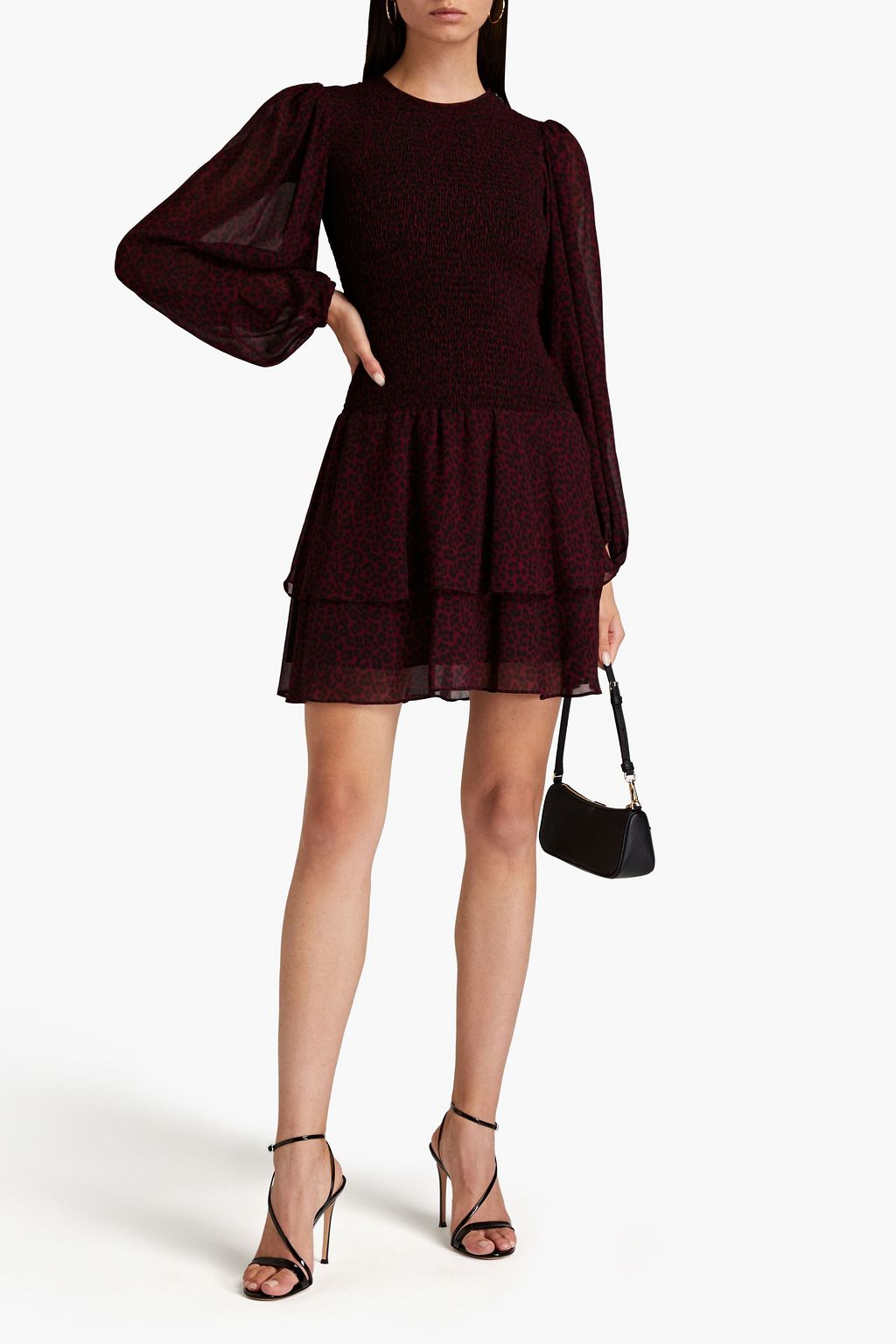 MICHAEL MICHAEL KORS Shirred leopard-print georgette mini dress