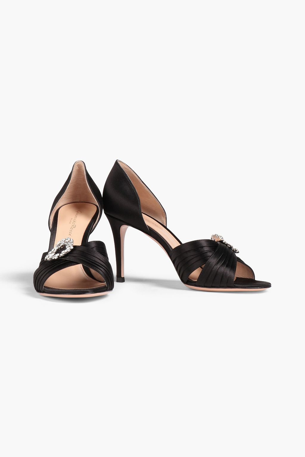 GIANVITO ROSSI Cinema embellished pintucked satin pumps