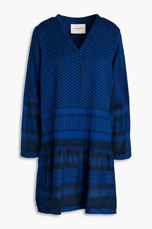 2 V gathered cotton-jacquard mini dress