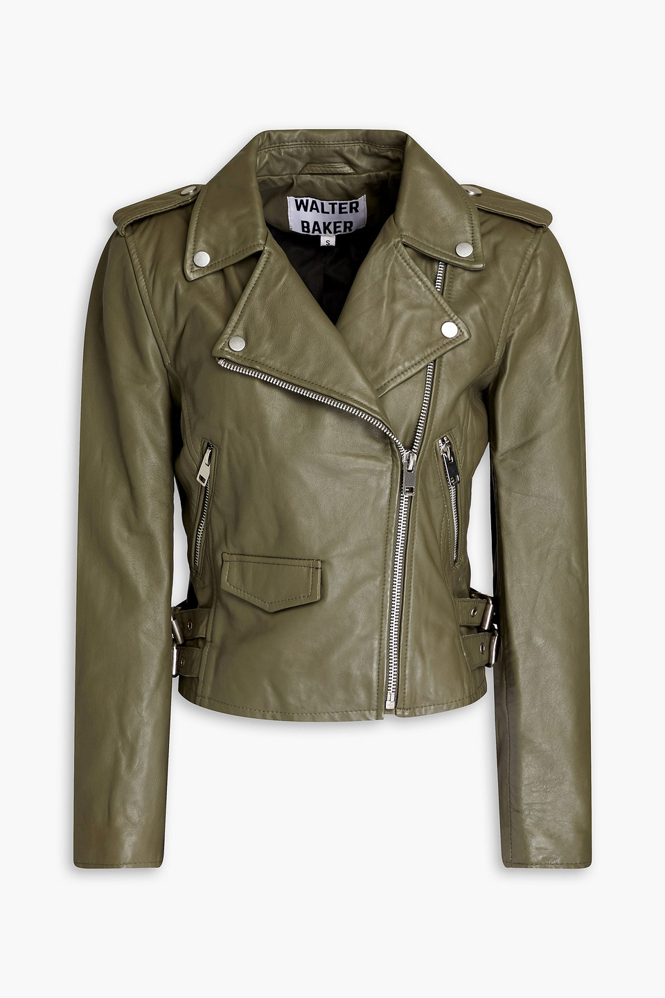 Walter Baker Liz Leather Biker Jacket In Army Green