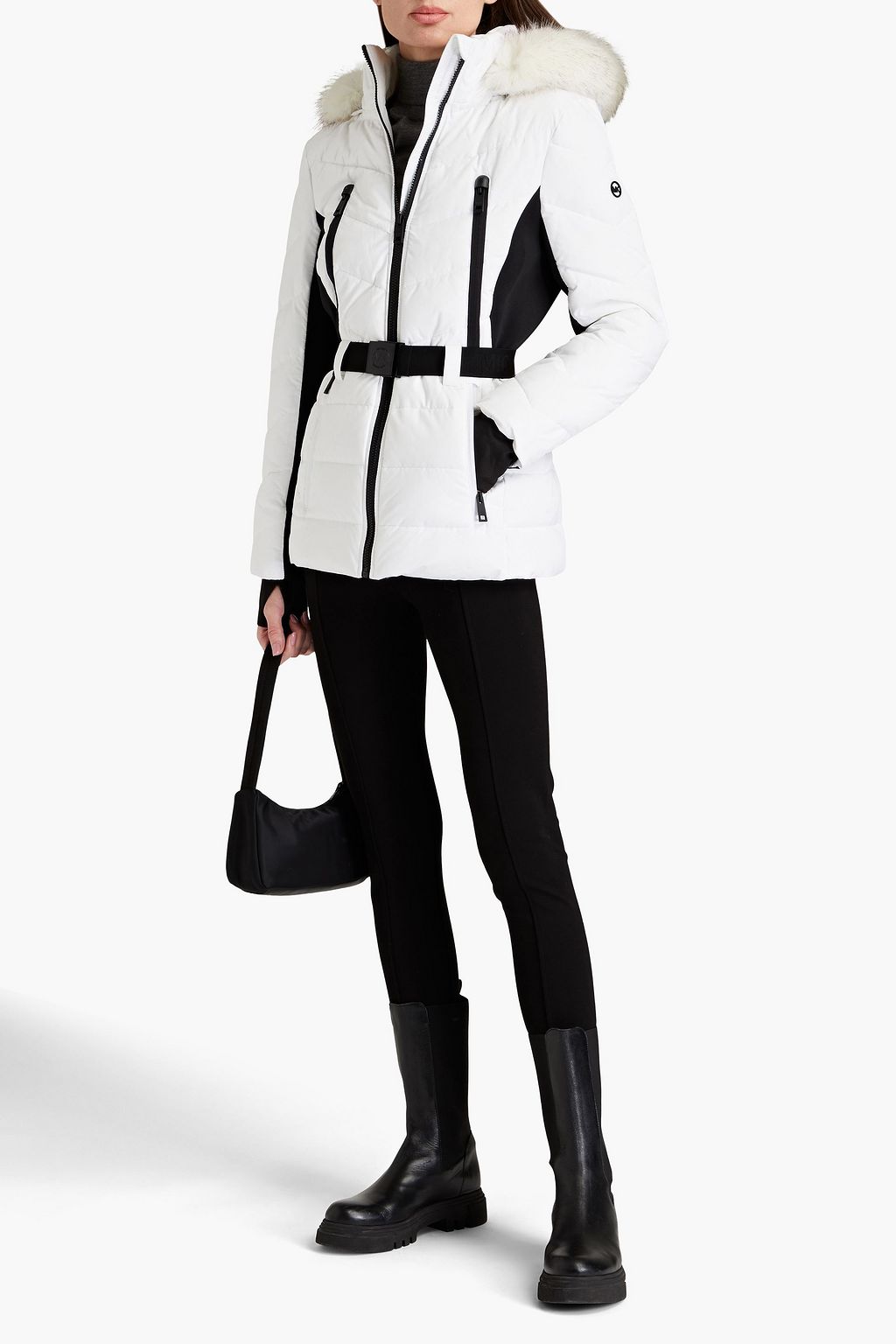MICHAEL MICHAEL KORS Two-tone quilted shell hooded down jacket