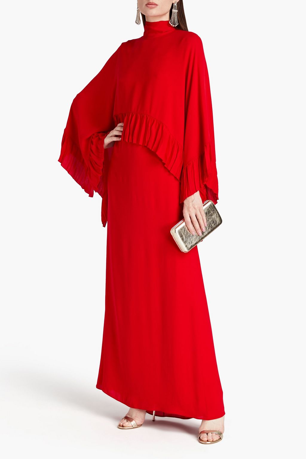 VALENTINO GARAVANI Cape-effect silk-crepe gown - Women - Red Evening - IT 36