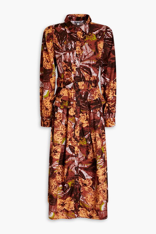 Jackie floral-print cotton midi shirt dress