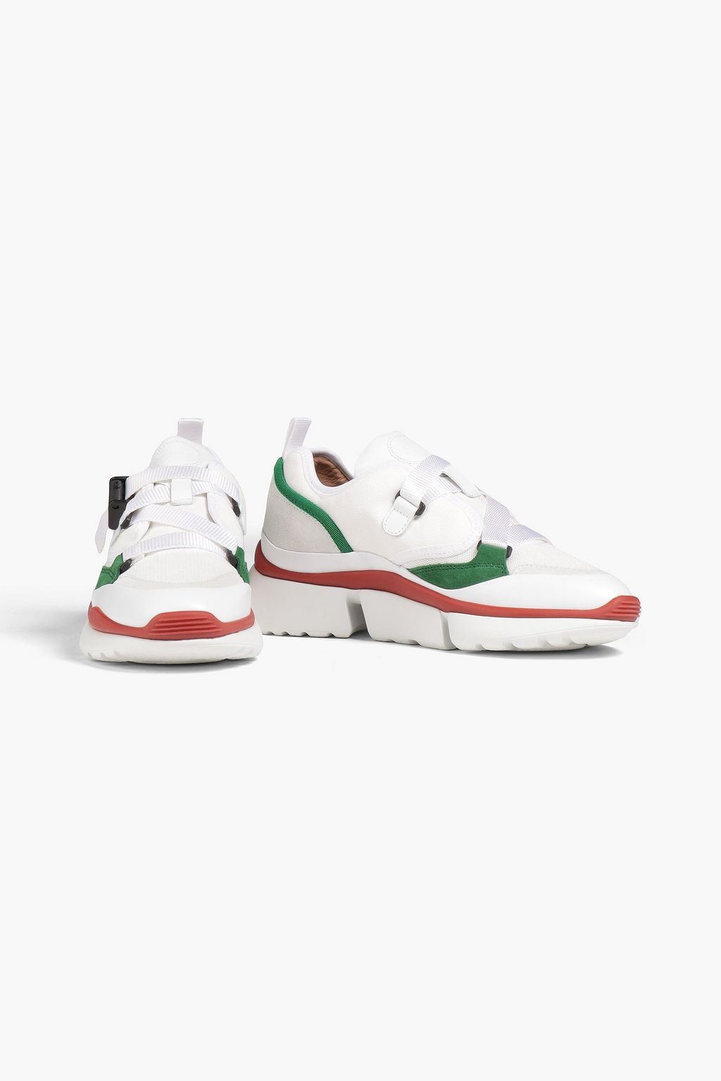 CHLOÉ Leather, suede and mesh sneakers