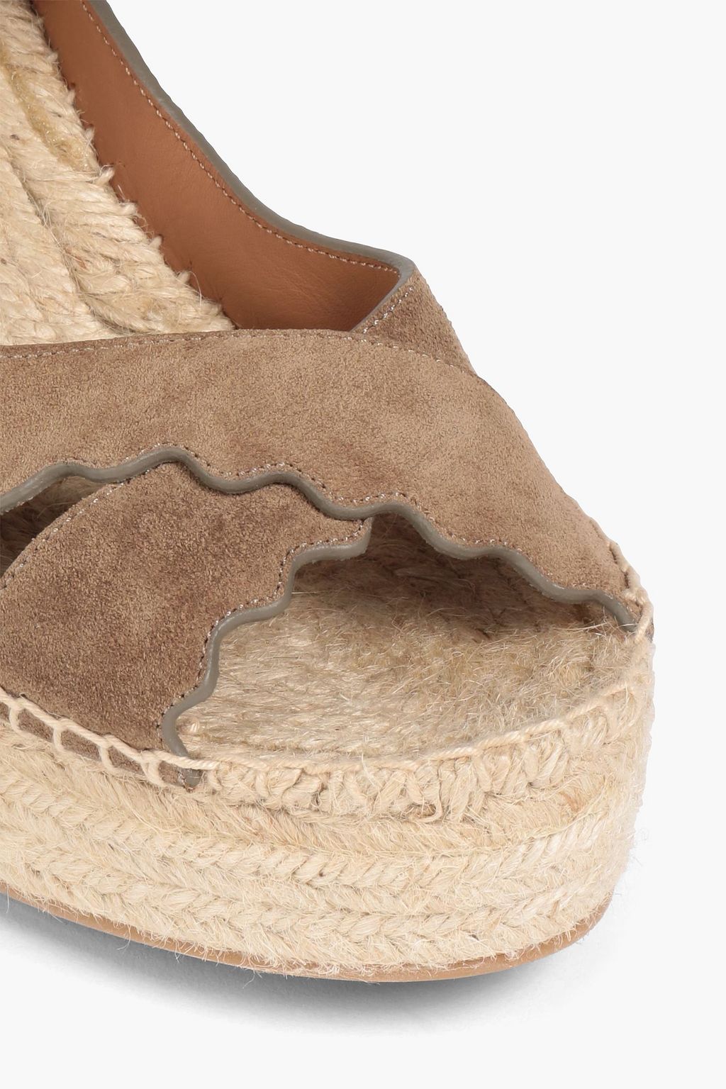 CHLOÉ Lauren scalloped suede espadrille wedge sandals