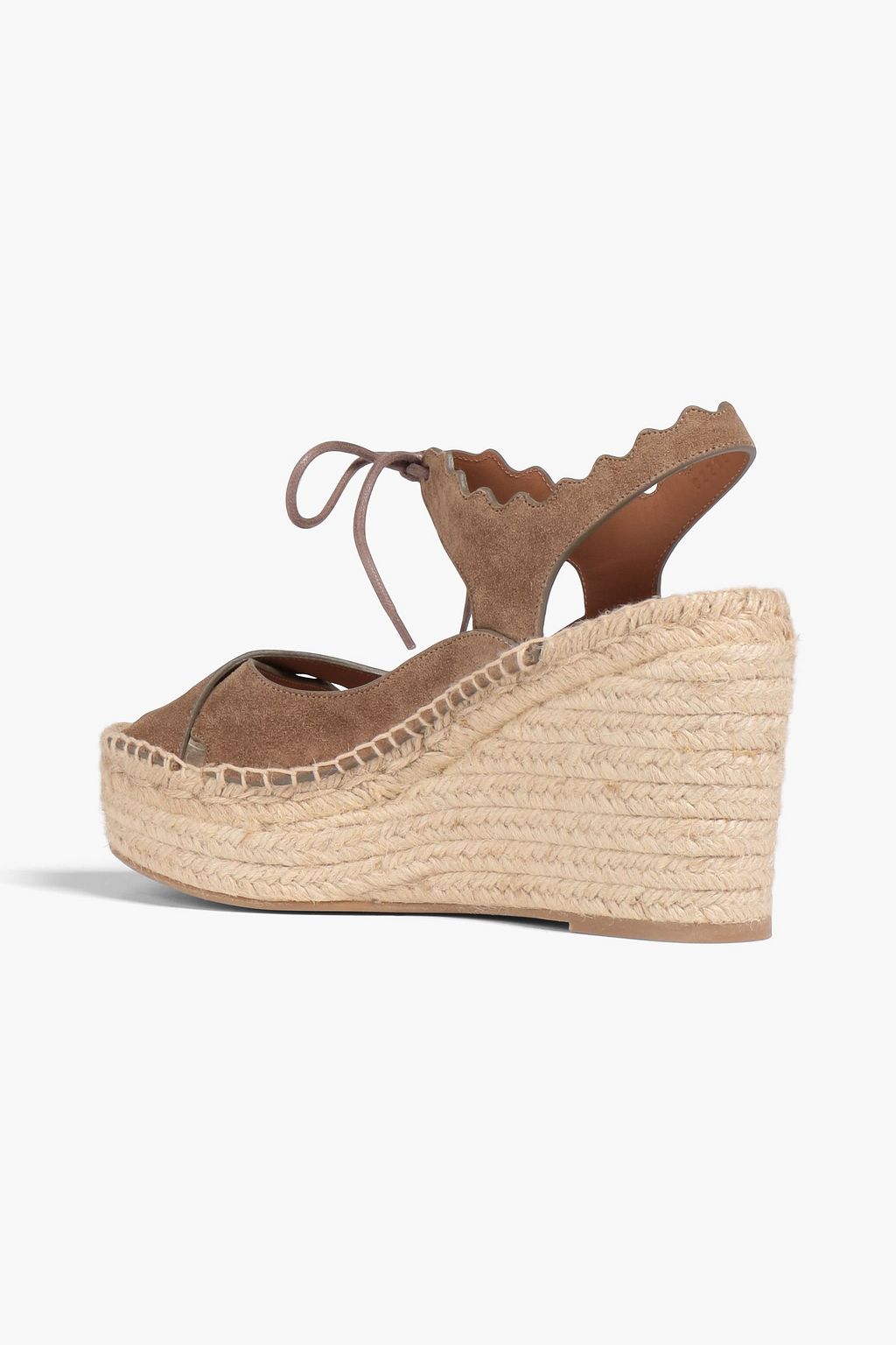 CHLOÉ Lauren scalloped suede espadrille wedge sandals