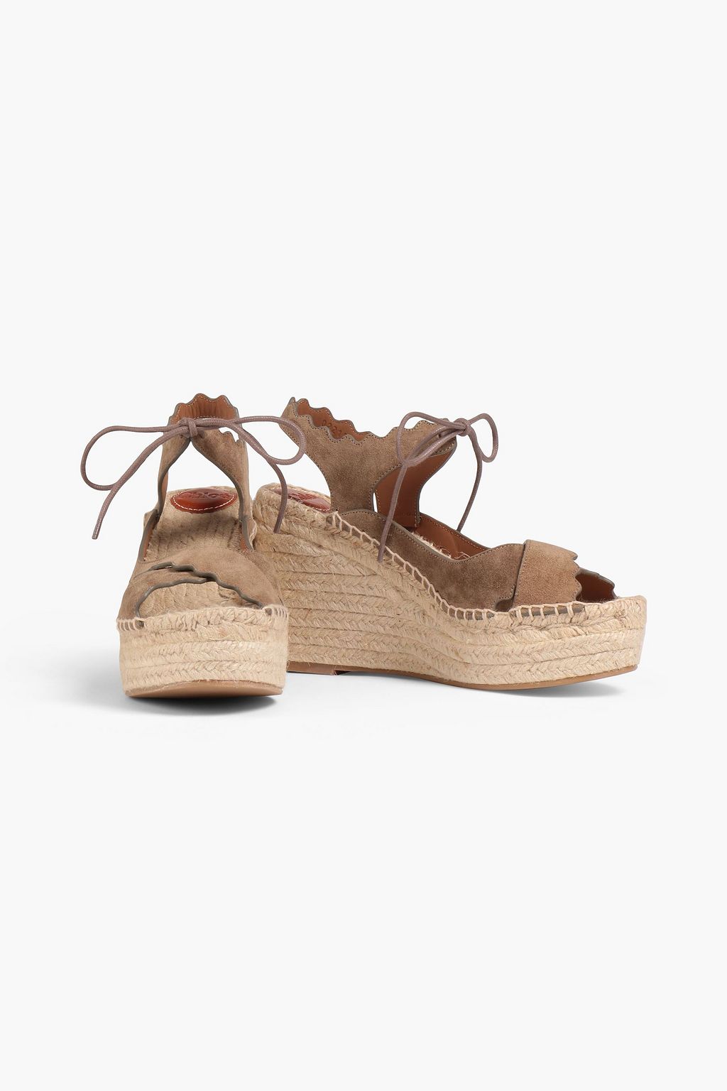 CHLOÉ Lauren scalloped suede espadrille wedge sandals
