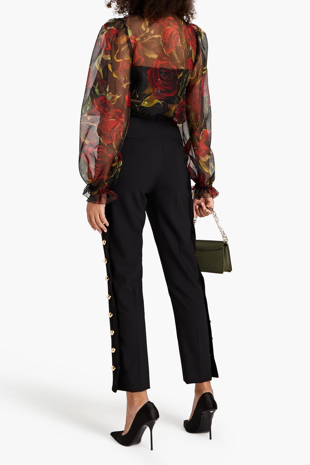 DOLCE&GABBANA Pleated embellished wool-blend tapered pants