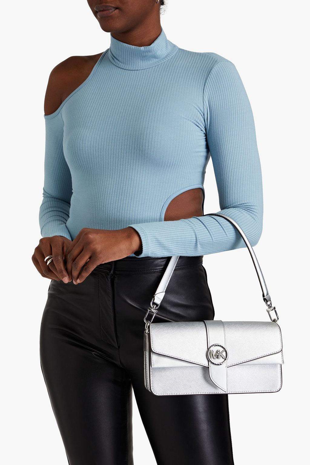 MICHAEL MICHAEL KORS Metallic textured-leather shoulder bag