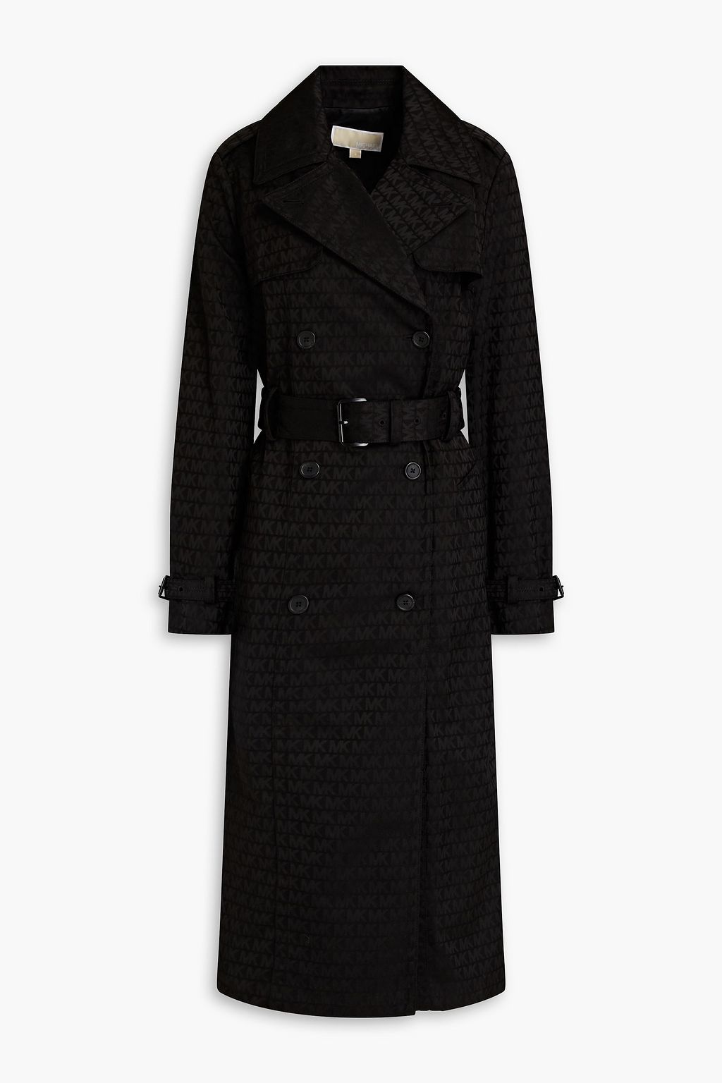 Black Logo-jacquard shell trench coat 