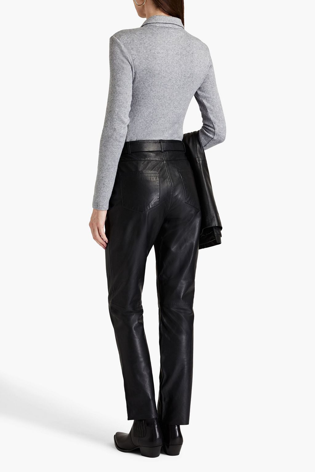 WALTER BAKER Yvette snake-effect leather straight-leg pants