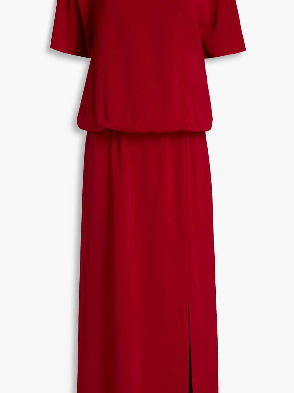 gathered crepe maxi dress