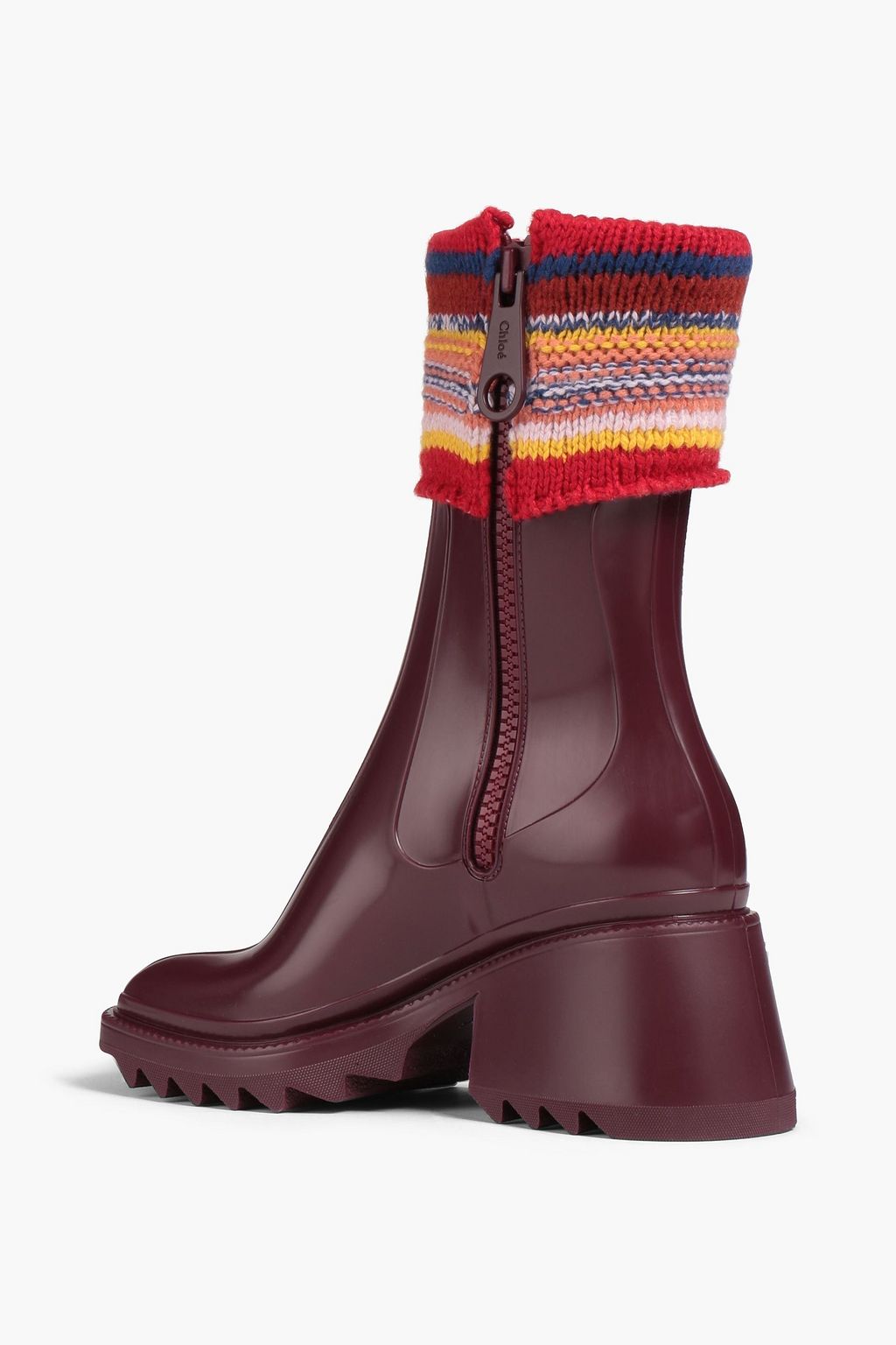 CHLOÉ Betty knit-trimmed PVC rain boots