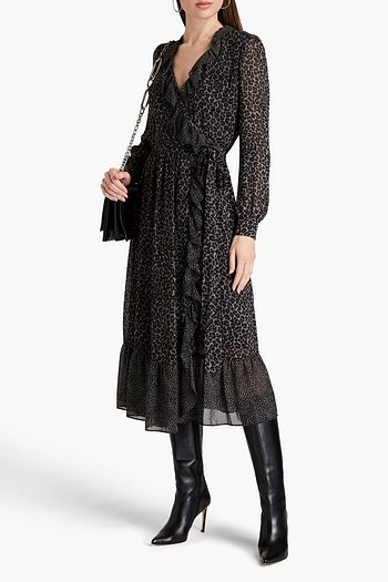 Michael kors printed ruffle dress sale