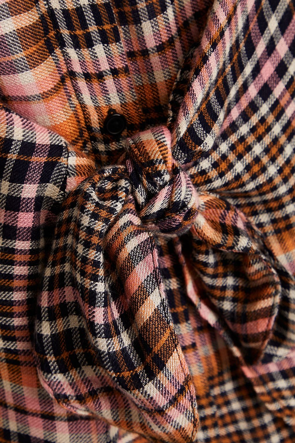 WALTER BAKER Knotted gingham woven mini shirt dress